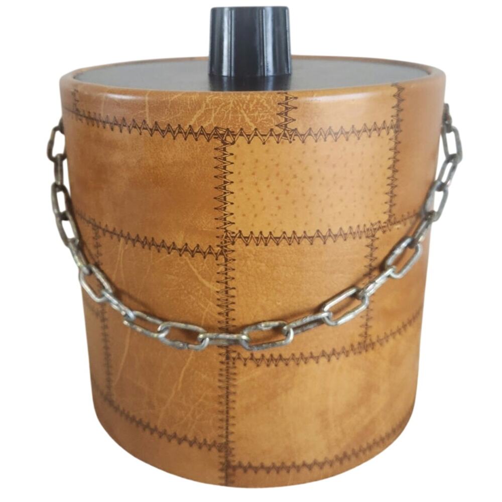Vintage IRVINWARE Retro patchwork ice bucket with scoop USA